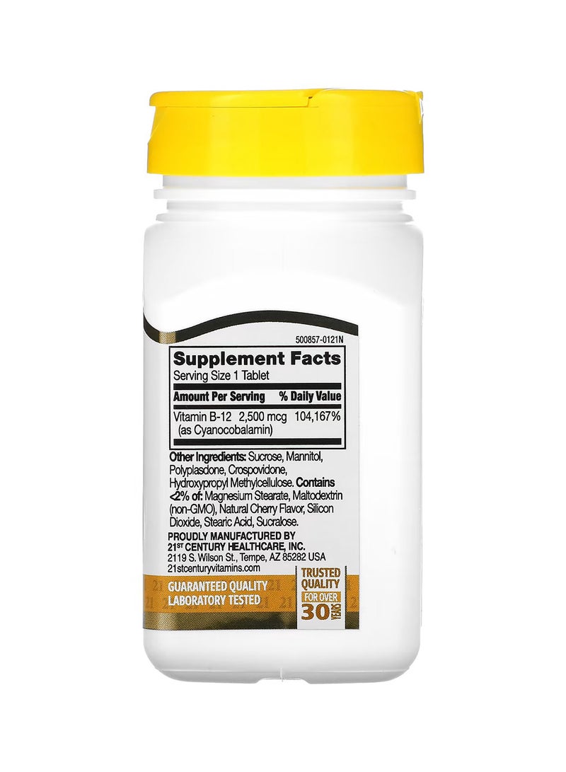 القرن الحادي والعشرون مجموعة مكملات غذائية فيتامين B-12 كويك ديسولف بتركيز 2500 مايكروجرام مكونة من 4 عبوات - 110 قرص - Image 2